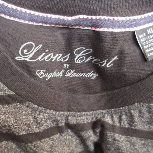 Lion crest Men's Black Gray Long Sleeve Striped Shirt - Picture 2 of 3